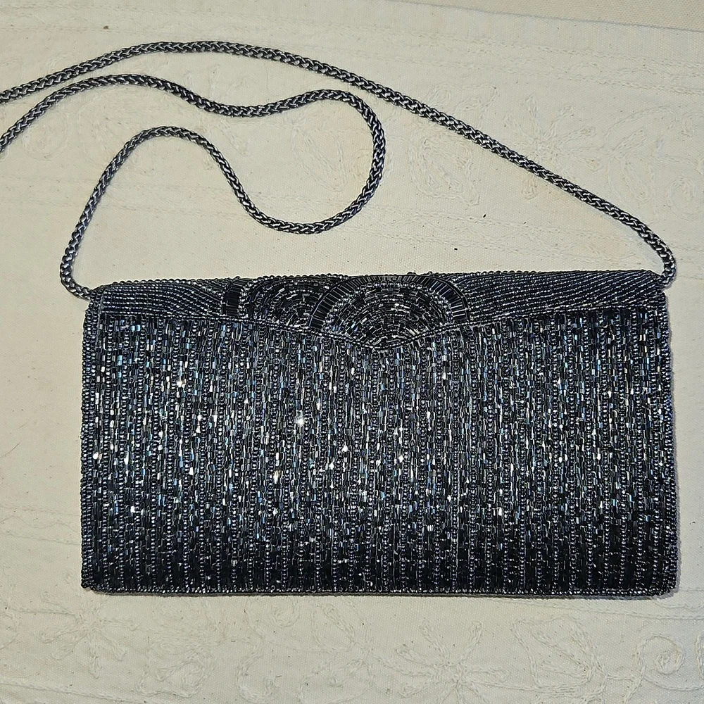CARLA MARCHI Black Beaded Evening Bag - Picture 5 of 6